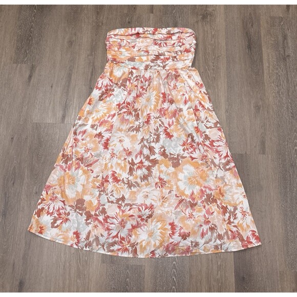 Abercrombie & Fitch Dress Womens Large White Floral Maxi Smocked Pockets NEW - Picture 2 of 14